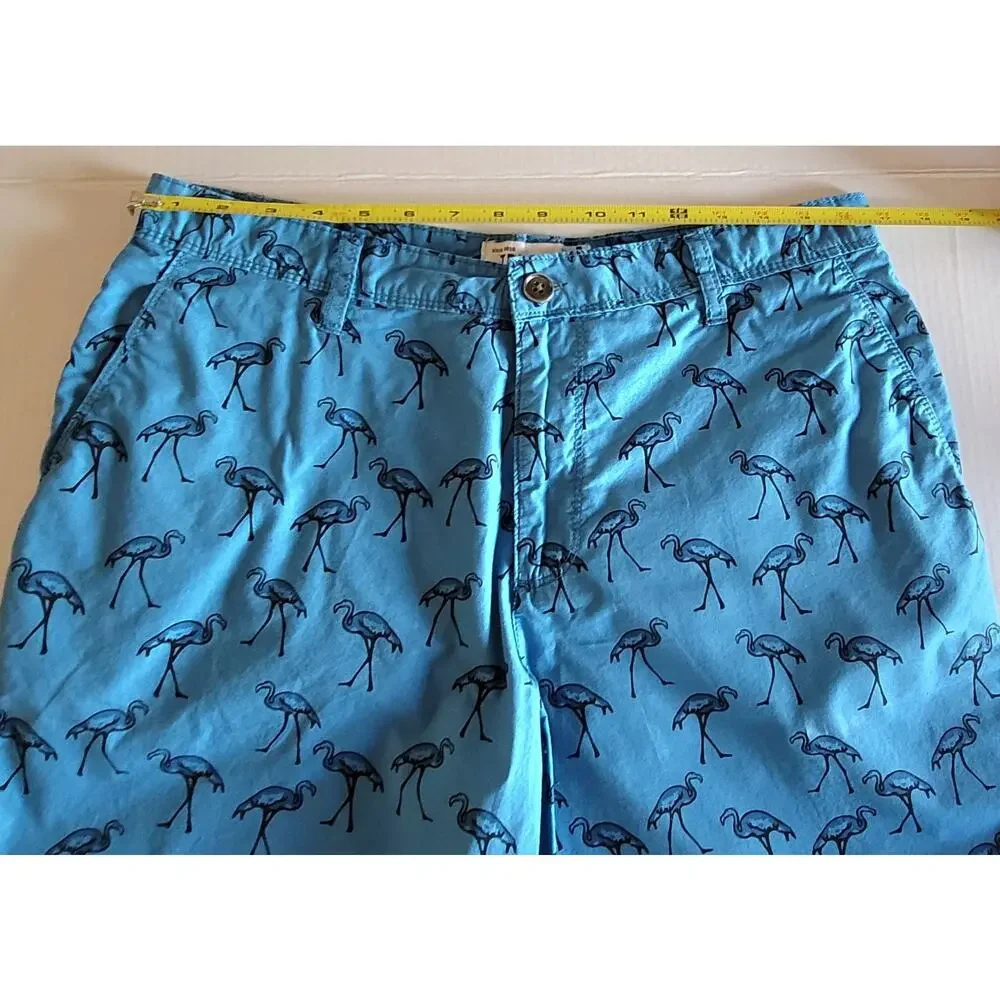 2/$15 Trunks Since 2010 Classic Chino Shorts Mens 32 Tropical Blue Flamingo